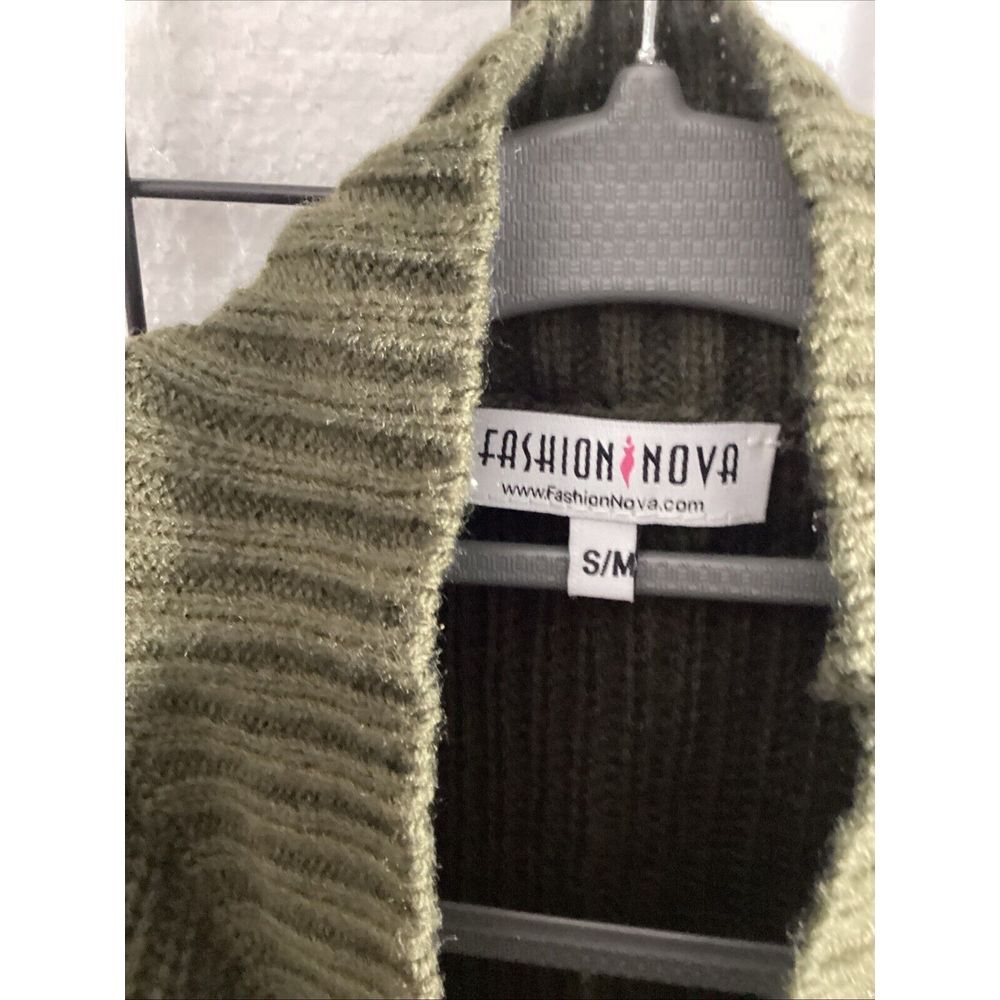 Fashion Nova Women M Sweater Cold Shoulder Green Hi‎ Low 58919 - Picture 4 of 6